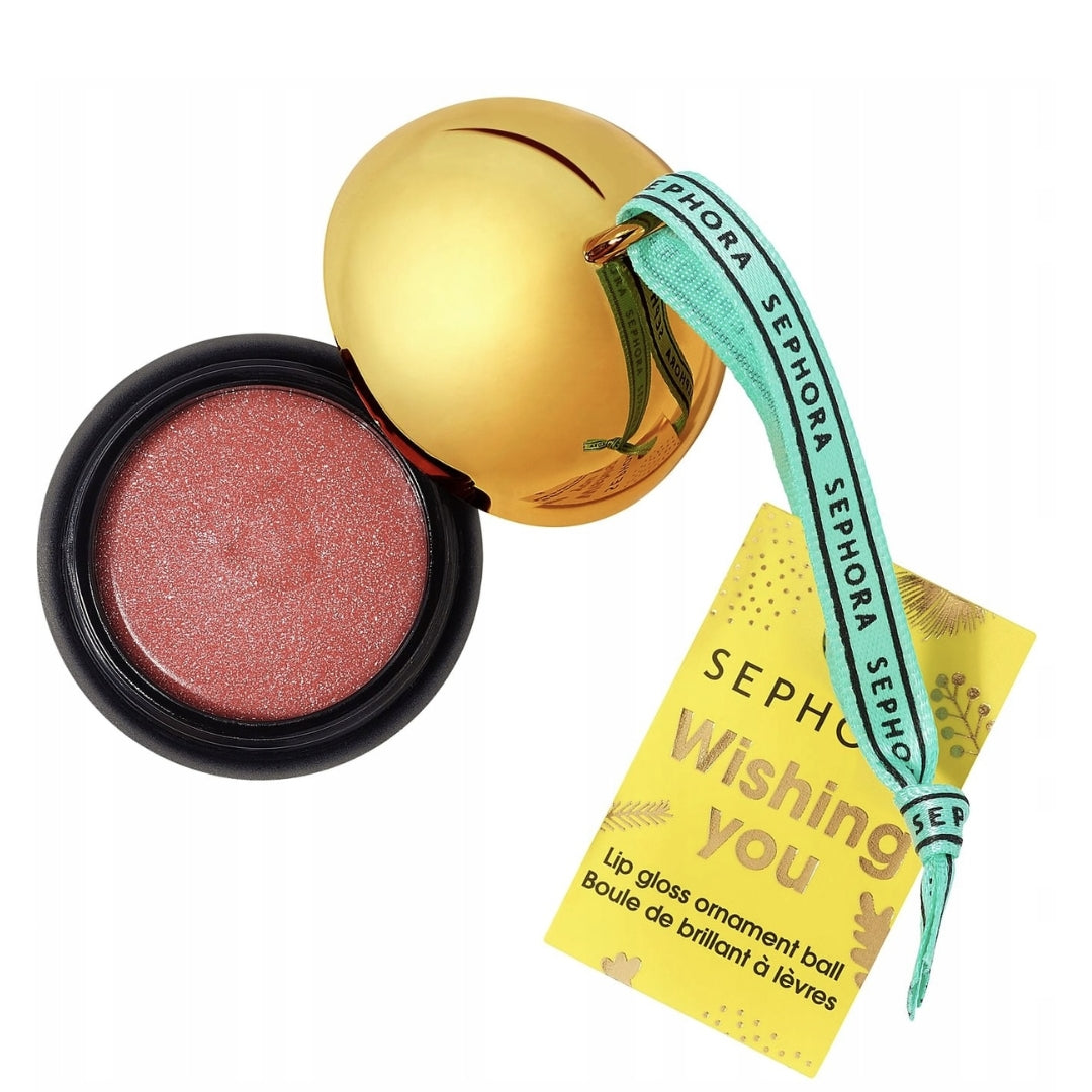 Sephora Holiday Vibes Lip Gloss Ornament Ball Pearly Pink