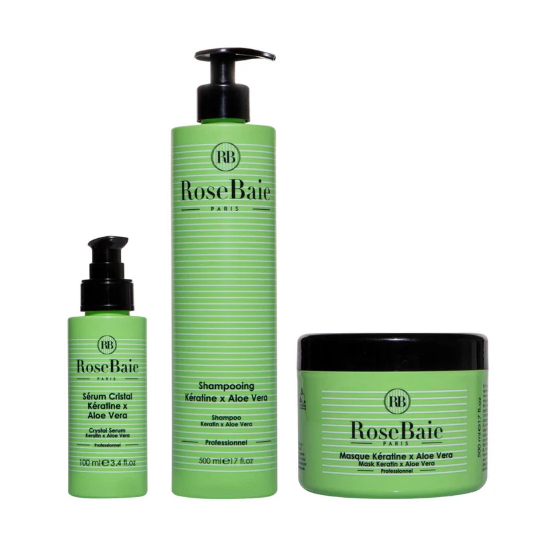 RoseBaie Gamme Kératine x Aloe Vera Shampoing Masque & Sérum