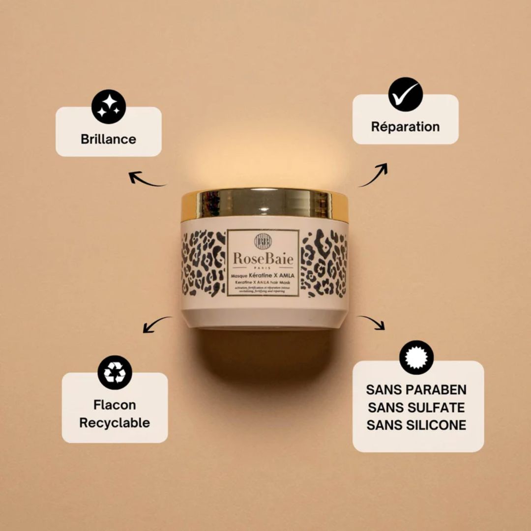 RoseBaie Masque Kératine x Amla Réparation & Hydratation 500ml
