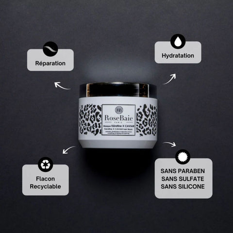 RoseBaie Masque Kératine x Caviar Réparation & Nutrition Intense 500ml