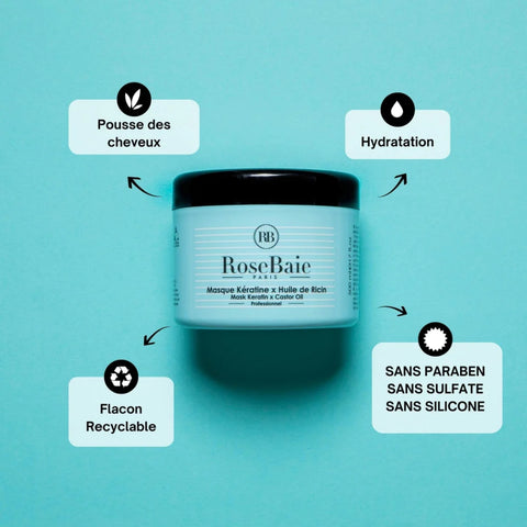 RoseBaie Masque Kératine x Huile de Ricin 500ml