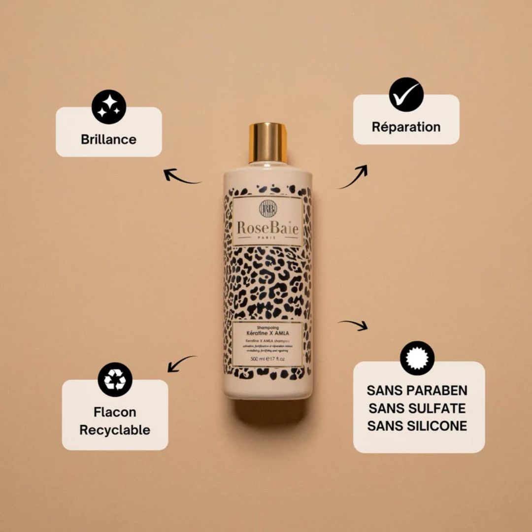 RoseBaie Shampoing Kératine x Amla Réparation & Hydratation 500ml