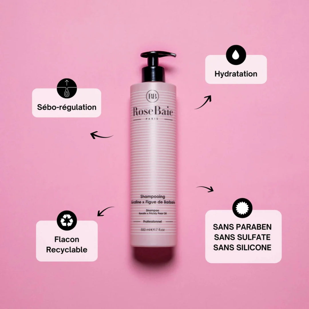 RoseBaie Shampoing Kératine x Figue de Barbarie 500ml