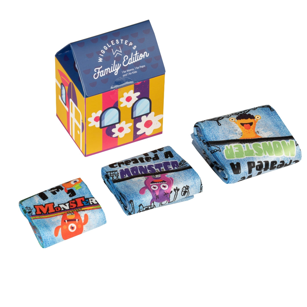 Wigglesteps Monster Family Box 3 Paires De Chaussettes 