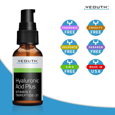 YEOUTH Sérum Hyaluronic Acid Plus avec Vitamine C et Tripeptide-31 30ml